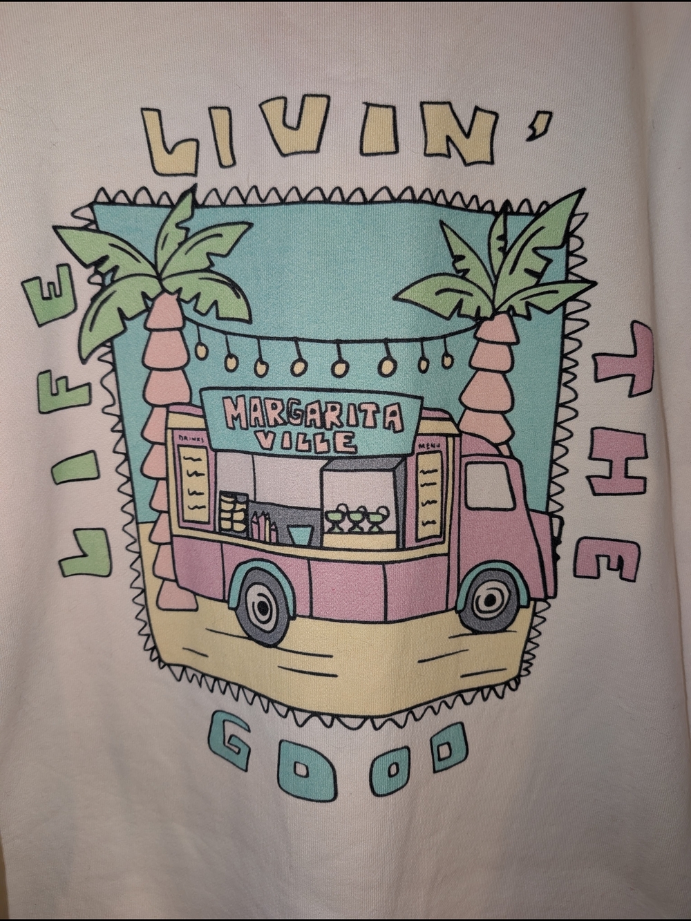 NOTICE Cream Graphic Crewneck Sweatshirt - Livin' the Good - Picture 2 of 3
